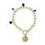 My Bendel Gouden Schakelarmband met Sodalite kralen