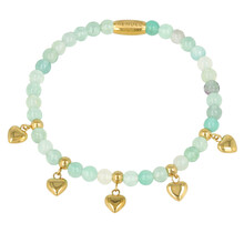 Armband met Harten Bedels • Green Fluorite