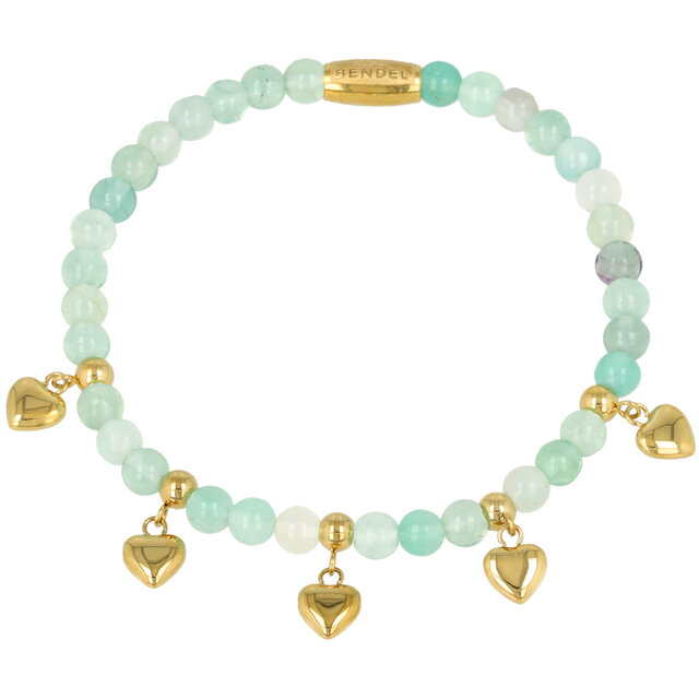 Armband met Harten Bedels • Green Fluorite