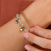 Armband met Harten Bedels • Green Fluorite
