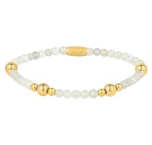 Edelstenen Armband met Gouden Kralen • Labradorite • 4 mm
