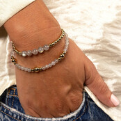 Edelstenen Armband met Gouden Kralen • Labradorite • 4 mm