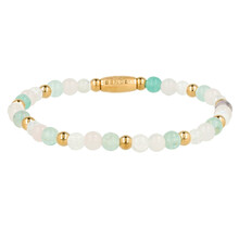 Elastische Kralenarmband met Verschillende Edelstenen • Rose Quartz, White Quartz & Fluorite