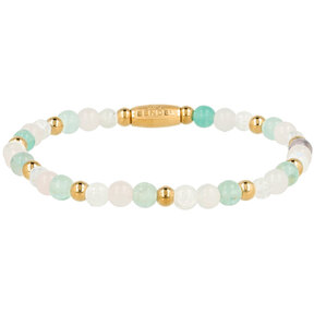 Elastische Kralenarmband met Verschillende Edelstenen • Rose Quartz, White Quartz & Fluorite
