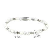 Elastische Howlite Armband van stainless steel - Luxe Sieraad Zilver