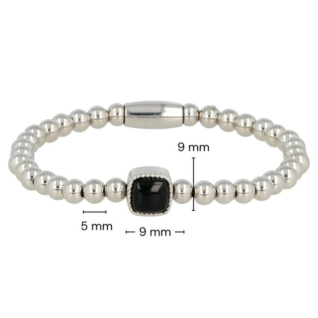 Zilverkleurige Onyx Edelsteen Damesarmband