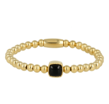 Gouden Onyx Armband - Luxe Elastische Damesarmband
