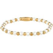 Elastische Parelarmband met Gouden Kralen