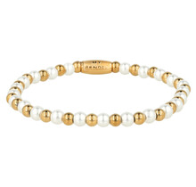 Elastische Parelarmband met Gouden Kralen