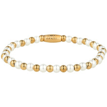 Elastische Parelarmband met Gouden Kralen