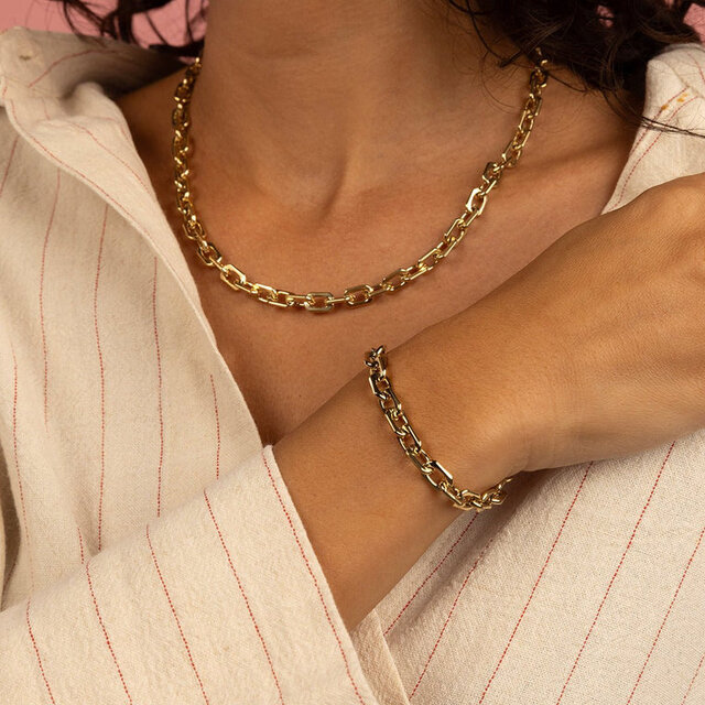 Schakelarmband goud, fijn detail, groots effect