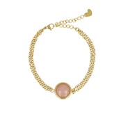Dubbele Armband met Ronde Edelsteen • Rose Quartz