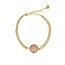My Bendel Dubbele Armband met Ronde Edelsteen • Rose Quartz