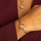 Dubbele Armband met Ronde Edelsteen • Rose Quartz