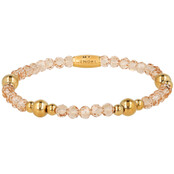 Kristalglazen Armband met Gouden Kralen • Smoky Topaz