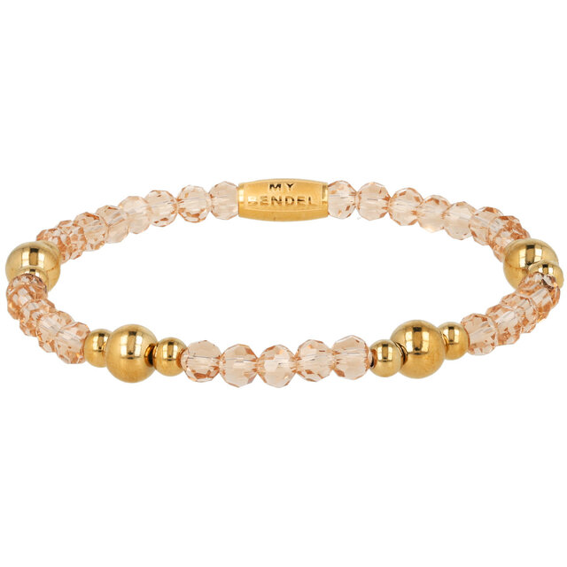Kristalglazen Armband met Gouden Kralen • Smoky Topaz
