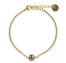Vintage Gouden Bedelarmband met Roze Glassteen