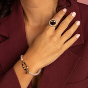 Armband met Gouden Schakel en Hartje • Rose Quartz