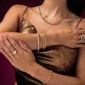 Gouden damesarmband met 4mm stainless steel kralen