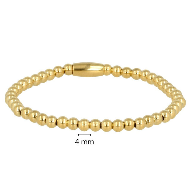 Gouden damesarmband met 4mm stainless steel kralen