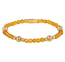 Kristalglazen Armband met Gouden Kralen • Amber