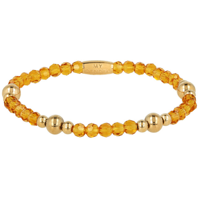 Kristalglazen Armband met Gouden Kralen • Amber