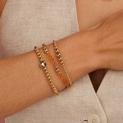Kristalglazen Armband met Gouden Kralen • Amber