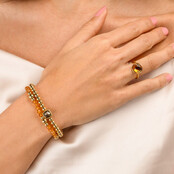Kristalglazen Armband met Gouden Kralen • Amber