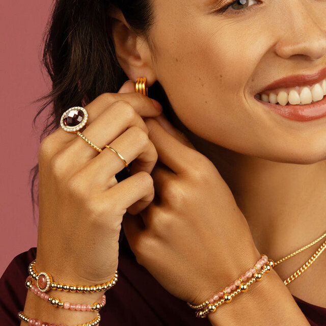 Elegante Armband met Edelsteen & Zirkonia • Berry Quartz