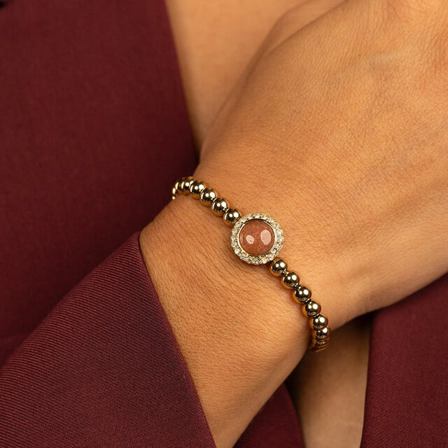Elegante Armband met Edelsteen & Zirkonia • Berry Quartz