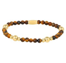 Edelstenen Armband met Gouden Kralen • Tiger Eye • 4 mm