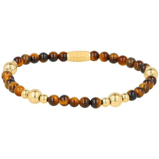 Edelstenen Armband met Gouden Kralen • Tiger Eye • 4 mm