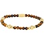 My Bendel Edelstenen Armband met Gouden Kralen • Tiger Eye • 4 mm