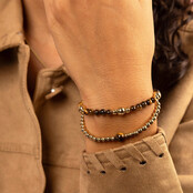 Edelstenen Armband met Gouden Kralen • Tiger Eye • 4 mm