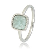 Zegelring met Blauwgroene Amazonite Edelsteen Zilver