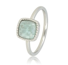 Zegelring met Blauwgroene Amazonite Edelsteen Zilver