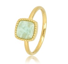 Gouden Zegelring met Blauwgroene Amazonite Edelsteen