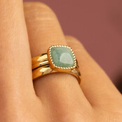 Gouden Zegelring met Blauwgroene Amazonite Edelsteen