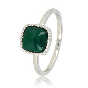 Zilveren Zegelring met Donker Green Agate Edelsteen