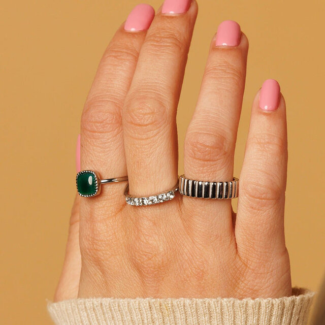 Zilveren Zegelring met Donker Green Agate Edelsteen