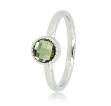 Ring met Ronde Glassteen & Getwist Randje • Groen • Zilver
