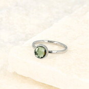 Ring met Ronde Glassteen & Getwist Randje • Groen • Zilver