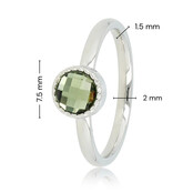 Ring met Ronde Glassteen & Getwist Randje • Groen • Zilver