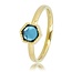 My Bendel Gouden ring - Zeshoekig ontwerp - Blauwe glassteen