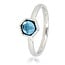 My Bendel Zilveren ring - Zeshoekig ontwerp - Blauwe glassteen