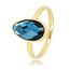 My Bendel Ring met Druppel Glassteen & Getwist Randje • Blauw • Goud