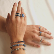 Ring met Druppel Glassteen & Getwist Randje • Blauw • Zilver