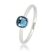 Zilveren Ring met Vierkante Glassteen • Blauw