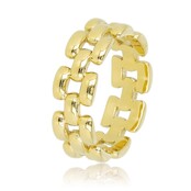 Brede gevlochten gouden damesring - Elegant en stijlvol