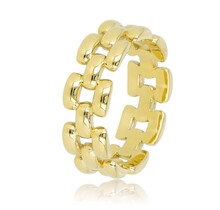 Brede gevlochten gouden damesring - Elegant en stijlvol